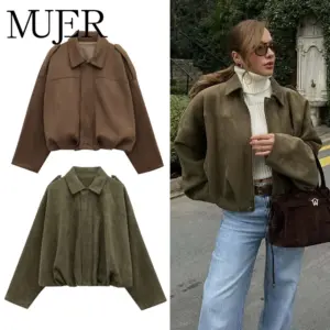 Faux Suede Bomber Jacket — Women's