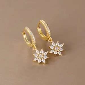 Zirconia Star Dangle Earrings — Stainless Steel, Women's