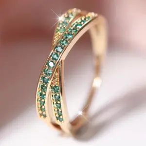 Stacking Crossed Wedding Bands — Zirconia, Women's