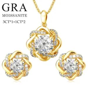 Moissanite Jewelry Set — 925 Silver, Women's