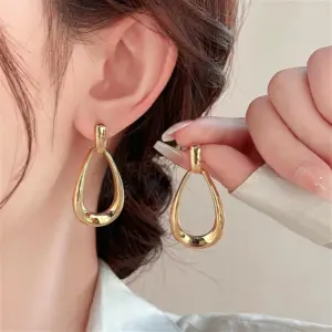 Geometric Droplet Dangle Earrings — Stainless Steel, Women's