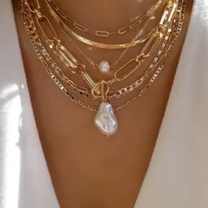 Multi-Layer Crystal Pendant Necklace Set — Boho, Women's