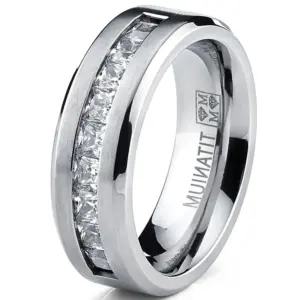 Zirconia Cocktail Ring — Stainless Steel, Sizes 7-13, Men's
