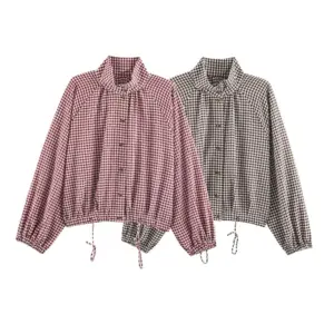 Plaid Drawstring Jacket — Women's