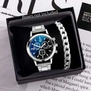 Steel Band Quartz Watch — Men's