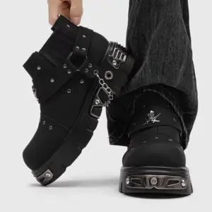 Black Matte Platform Boots — Gothic Punk, Men's