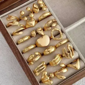 Heart Geometric Open Ring Set — Women's