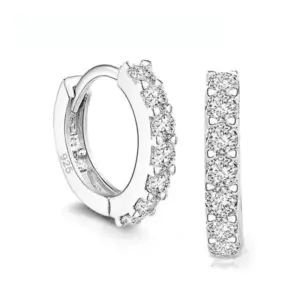 Rhinestone Crystal Hoop Earrings — 925 Sterling Silver, Women's