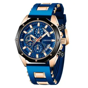 Auto-Date Silicone Strap Watch — Men's
