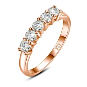Moissanite Ring Set — Rose Gold Plated 925 Silver, Women's
