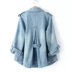 Denim Cape Coat — Double-Breasted, Women's