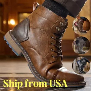 Retro Leather Ankle Boots — Men's
