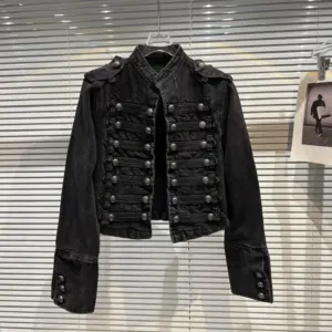 Black Denim Motorcycle Jacket — Punk, Women's