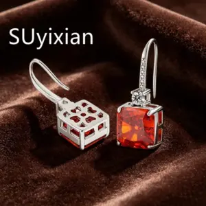 Ice Flower Cut Square Zirconia Earrings — 925 Sterling Silver
