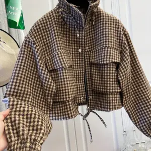 Houndstooth Cropped Jacket — Women's