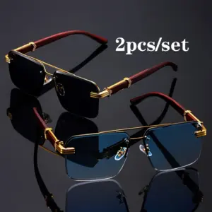 Metal Frame Rectangle Sunglasses — Set of 2