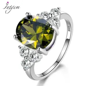 Oval Zirconia Wedding Ring — 925 Sterling Silver, Women's
