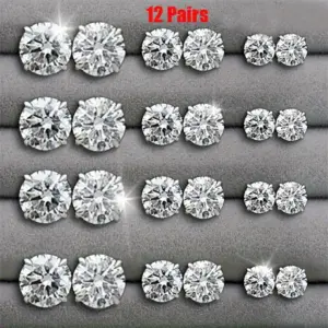 Six-Claw Zirconia Stud Earrings Set — Women's
