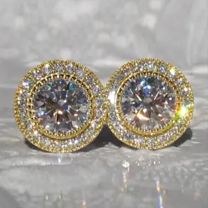 Round CZ Stud Earrings — Women's