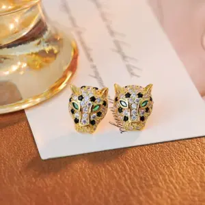 Zirconia Leopard Animal Earrings — Women's