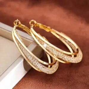 Twisted Crystal Hoop Earrings — Gold-Tone, Women's