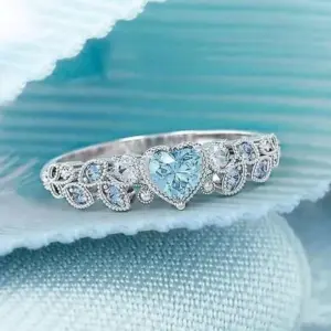 Leaf Heart Engagement Ring — Silver-Tone, Women's