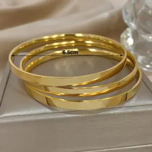 18K Gold-Plated Bangle Set — Stainless Steel, Women's