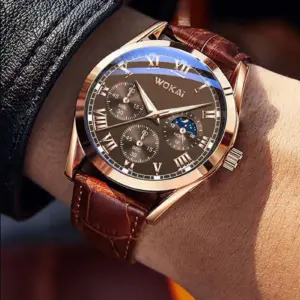 PU Leather Quartz Watch — Men's