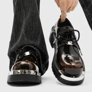 British Style Derby Shoes — Platform Leather, Men's