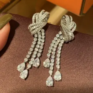 Vintage Bow Tassel Drop Earrings — Women's
