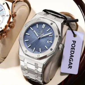 Luminous Date Watch — Stainless Steel, Men's