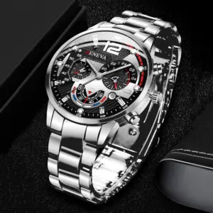 Stainless Steel Analog Quartz Watch — Men's