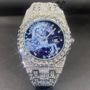 Iced-Out Automatic Date Watch — Men's