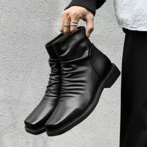 Vintage Zip Ankle Boots — Leather, Men's